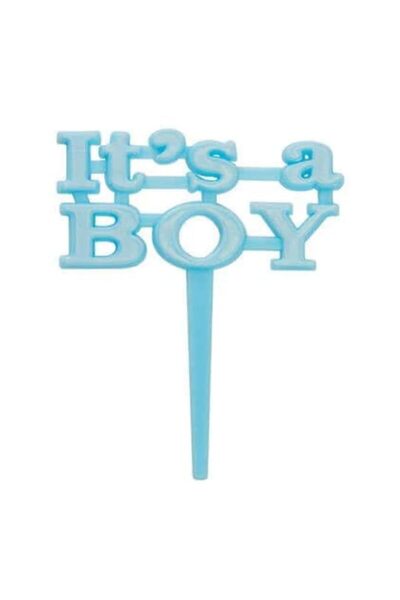 Generic مجموعة زينة الكب كيك لحفل استقبال مولود جديد من البلاستيك باللون الأز...