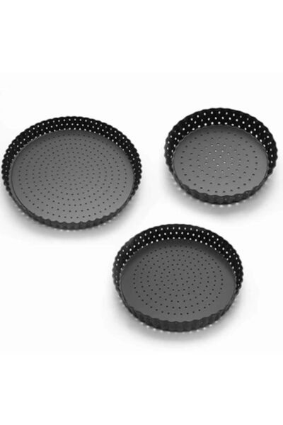 Generic قالب تارت كيش غير لاصق من أزوني، مقاس 5/8/9 بوصة، قالب تارت دائري مثق...