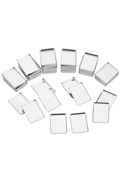 Generic PH PandaHall 50 قطعة من قوالب معدنية فارغة، قوالب لوحة مستطيلة 0.8 × ...