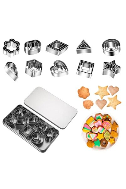 Generic مجموعة قوالب البسكويت بأشكال هندسية من دووماما، 30 قطعة - قوالب من ال...
