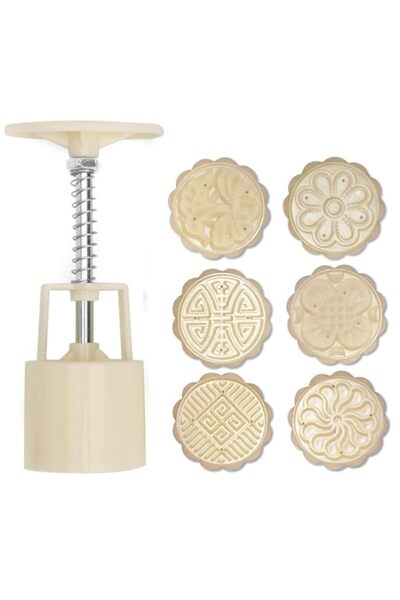 Generic قالب كعكة القمر على شكل زهرة ثلاثية الأبعاد مع مجموعة من 6 قطع من ملح...