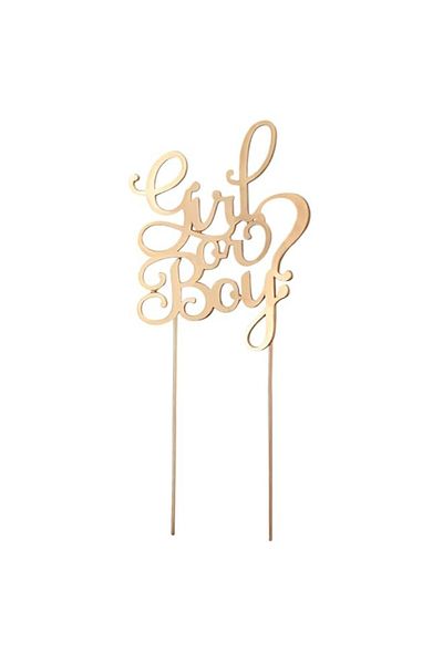 Generic NUOBESTY Girl or Boy Cake Topper, Golden Glitter Gender Reveal Cake Pick Double Sided Cake Decorati