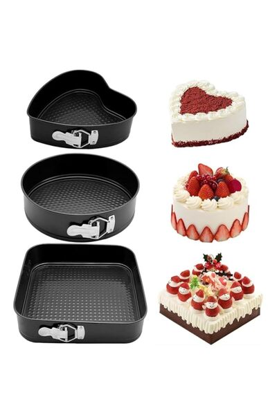 Generic مجموعة قوالب كيك كاست ويف سبرينغ فورم من 3 قطع (7، 8، 9 بوصة) على شكل...
