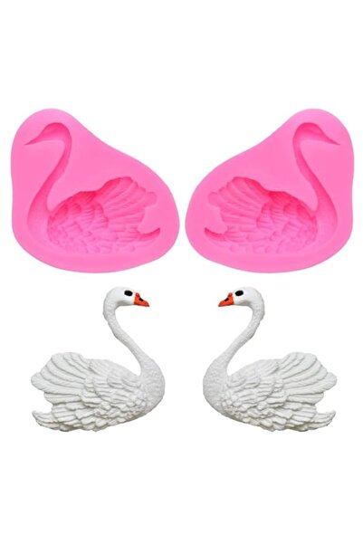 Generic عبوة من قطعتين من قوالب الفوندان المصنوعة من السيليكون على شكل بجعة، ...