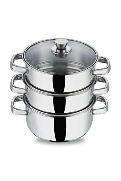 Generic قدر بخار من الفولاذ المقاوم للصدأ من فينود بثلاث طبقات مع غطاء زجاجي ...