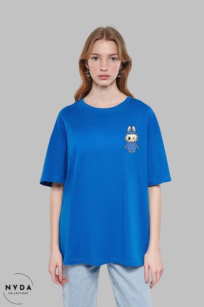 Nyda Collections Unisex Crew Neck Labubu Back Printed Cotton Oversize Short Sleeve T-Shirt