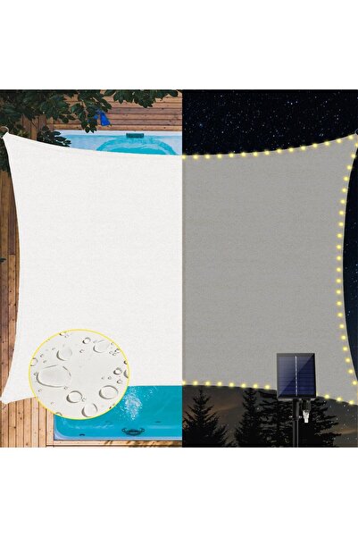 VipDeluXe Su Geçirmez Güneş Tentesi 2x3m | LED Solar Işıklı, %98 UV Korumalı