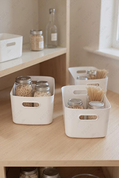 Fesya Home 5 Pcs Storage Container Organizer Organizer White Color Plastic Multipurpose Organizer