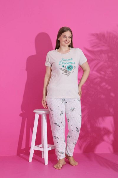 Emir Store Plus Size Women's Pajama Set Short Sleeve Six Long. # Bigsize Cotton