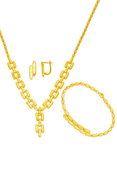 Bilezikci Sarı Altın Taşsız Ajda Düğün Takı Seti