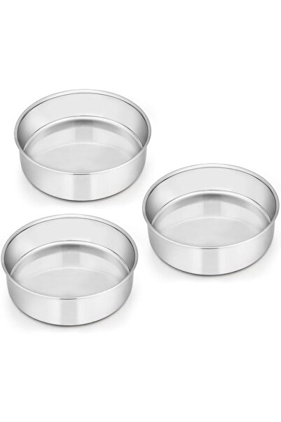 Generic E-far 6 Inch Cake Pan Set of 3, Stainless Steel Round Smash Cake Baki...