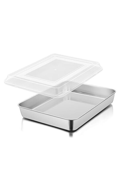 Generic قالب كيك هيروغو، صينية خبز عميقة مع غطاء، 31×24×5 سم، صينية فرن مستطي...