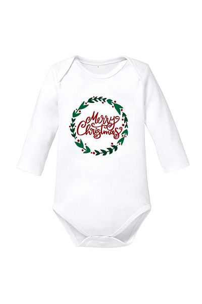 OEM Baby bodysuit Christmas white cotton Merry Christmas size 80