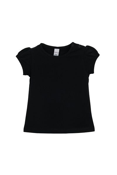 LOVETTI Black Basic Baby Girl Snap Neck Watermelon Sleeve T-Shirt