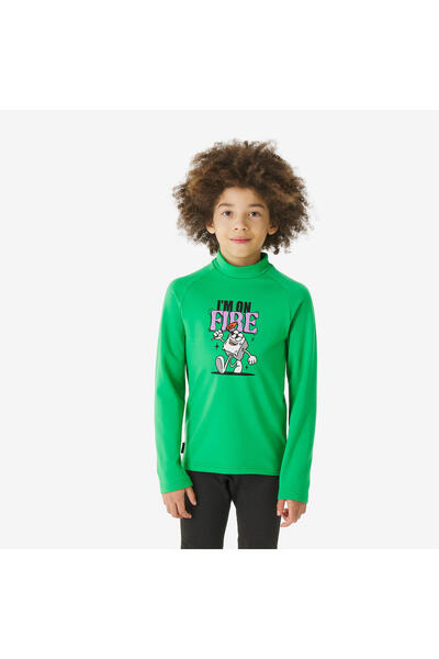 Decathlon Παιδικό θερμικό εσώρουχο σκι Wedze - Πράσινο με σχέδιο - BL 500