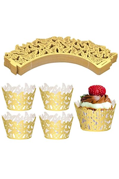 Generic أغلفة ورق الكب كيك من كاست ويف، 50 قطعة من أغلفة الكب كيك الدانتيل، أ...