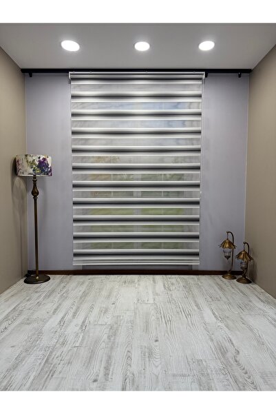 donatti perde Geniş Piliseli Zebra Stor Perde - Siyah Gri Beyaz Renk Geçişli