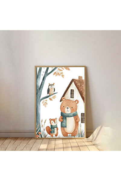 Dekorsiahome Pictură pentru cameră pentru copii cu rame din lemn dintr-o sing...