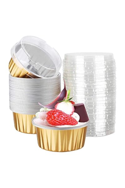 Generic أكواب ألومنيوم بغطاء من X زنبرك، 50 قطعة من رامكين رقائق الألومنيوم ل...