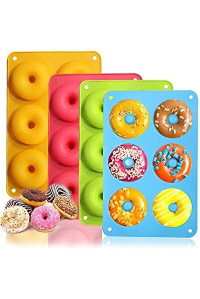 Generic قوالب دونات سيليكون من بيترجوني، 4 قطع، صينية خبز غير لاصقة من 6 تجاو...