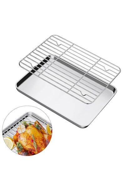 Generic Stainless Steel Pan Baking Tray with Cooling Rack,Easy Clean & Dishwa...