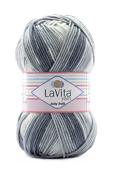 LaVita Yarn Baby Batik Çok Renkli El Örgü İpi %100 Akrilik 100gr (BY05 ORTA GRİ)