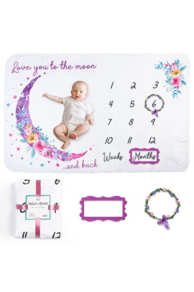 BabySnugg Păturica Milestone Lună Roz - 100x150cm