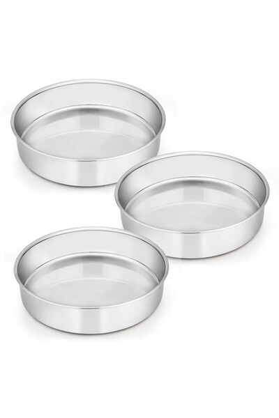 Generic مجموعة قوالب الكيك إي-فار 8 بوصة، مكونة من 3 قوالب دائرية من الفولاذ ...