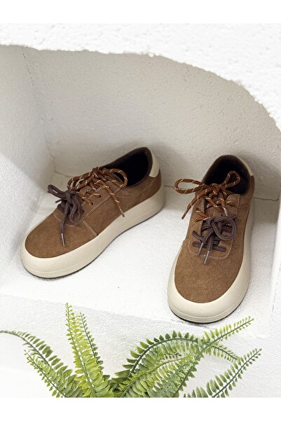 Guja 26K372 Double Lace Khaki Leather Thick Sole Sneaker Sports Shoes