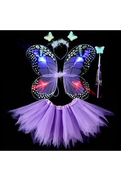 Toybox Dress Up Wings, Girls Fairy Costume Fancy Dress Up Butterfly Costume Sets(Purple)