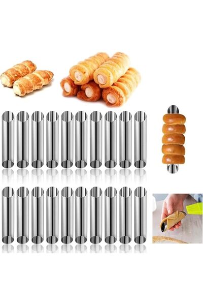 Generic قوالب بيتو كريمية غير لاصقة من الفولاذ المقاوم للصدأ، 20 قطعة، أنابيب...