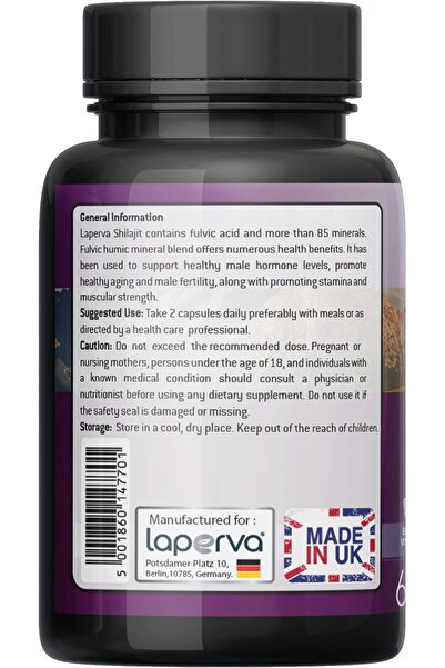 Laperva Shilajit Vegan Supplement - Pure Shilajit Capsules Formulated with 5% Fulvic Acid - 500mg Au