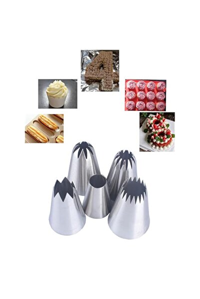 Generic فوهات تزيين الكيك الكبيرة من Aibakrs، 5 فوهات معجنات مع فوهة نجمة كبي...