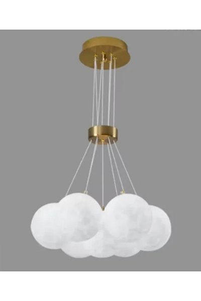 LUXXO Candelabru Moonlight 7, 7xG9, baza aluminiu, abajur rasina, 50x50x20cm