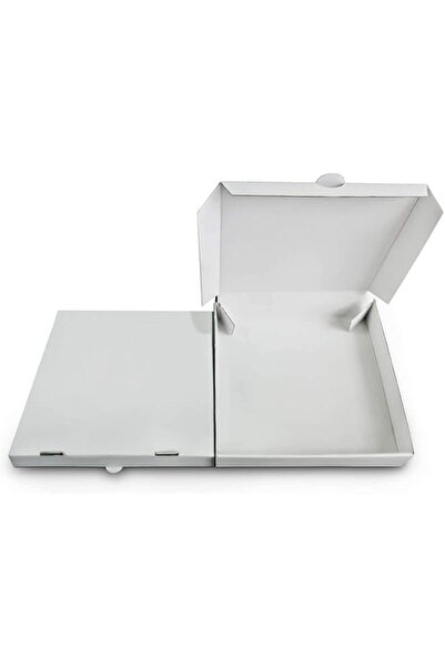 Generic صندوق بيتزا أبيض - 33 × 33 سم صناديق بيتزا بيضاء مربعة مسطحة من الورق...