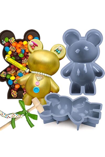 Generic قوالب سيليكون شوكولاتة على شكل دب من SYOSI، قطعتان من قالب دب تيدي ثل...