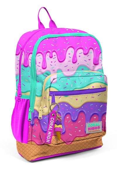 Coral High Kids Pink Colorful Ice Cream Patterned School Backpack T23731