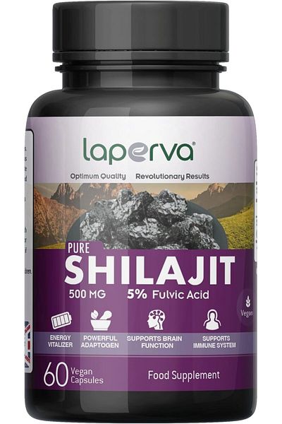 Laperva Shilajit Vegan Supplement - Pure Shilajit Capsules Formulated with 5% Fulvic Acid - 500mg Au