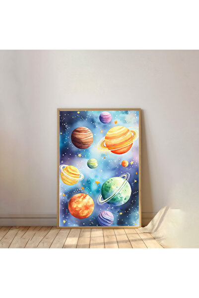 Dekorsiahome Tablou pentru camera copiilor cu rama din lemn dintr-o bucata TK...