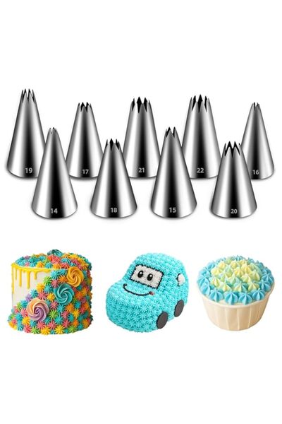 Generic مجموعة رؤوس تزيين على شكل نجمة مفتوحة من سوكر، 9 قطع من أنبوب نجمة فر...