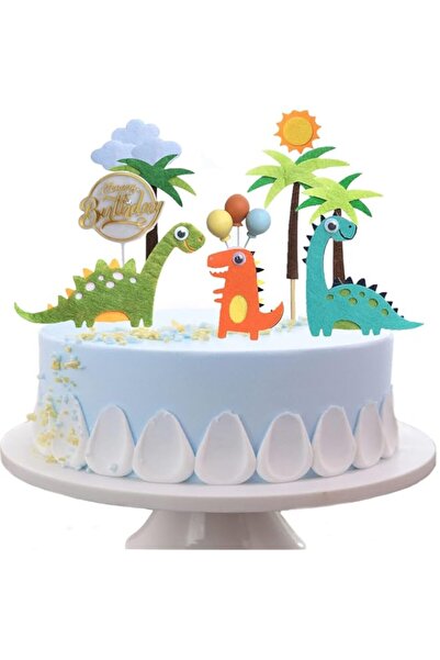 Generic مجموعة زينة كعكة عيد ميلاد سعيد مخصصة مكونة من 14 قطعة، شجرة نخيل، با...