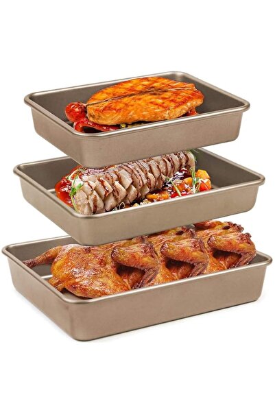 Generic مجموعة صواني الخبز من إكس سبرينج، 3 قطع صينية فرن مستطيلة غير لاصقة، ...