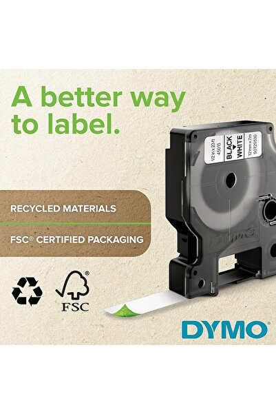 Dymo شريط D1 قياسي أسود على شفاف 1/2 بوصة × 23 قدمًا