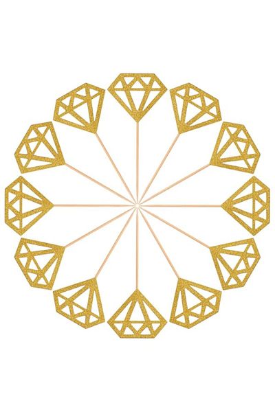 Generic Confetti Gold Glitter Diamond Ring Donut Toppers Cupcake Picks for Bridal Shower Engagement Party D