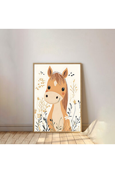 Dekorsiahome Tek Parça Ahşap Çerçeveli Çocuk Odası Tablosu TK1158