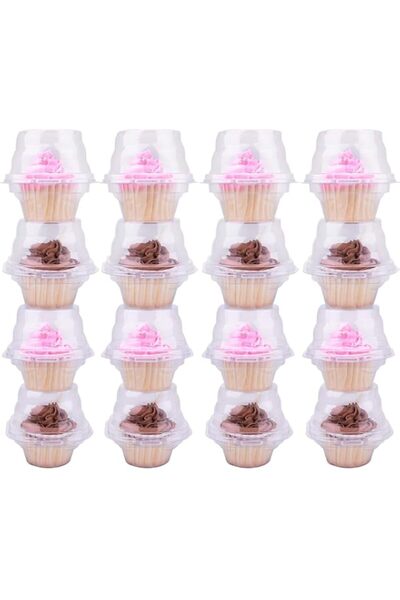 Generic صناديق كب كيك فردية - 50 عبوة - حامل كب كيك عادي قابل للتكديس، صندوق ...