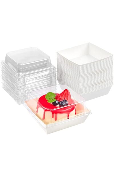 Generic علبة كوكويل الورقية للشاركيوتيري، ٥٠ علبة، بأغطية شفافة، ٤ بوصات، علب...