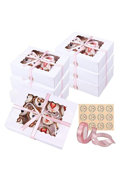 Generic مجموعة من 10 صناديق كب كيك بيضاء تحمل 12 كب كيك قياسي، وميزة فريدة من...