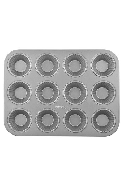 Generic صينية مافن فرنسية من بريستيج بيك ماستر 2، 12 كوبًا، رمادي