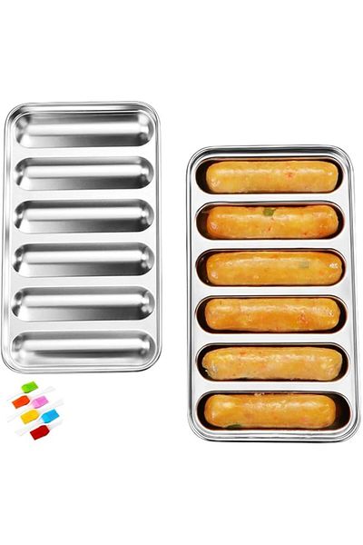 Generic ELECDON Sausage Mold,Non-Stick Stainless Steel Baking Pan Food Mold for Homemade Hot Dogs, Hot Dog